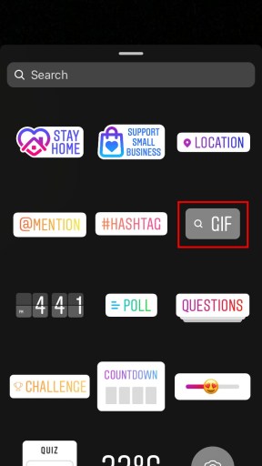 Поиск GIF в инстаграме