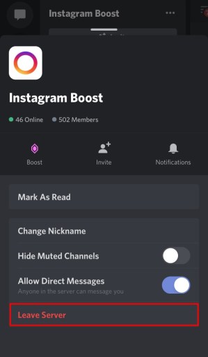 Как покинуть сервер Discord на мобильном телефоне