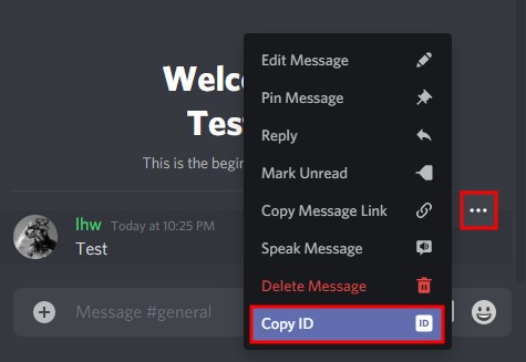 Скопировать ID сообщения Discord