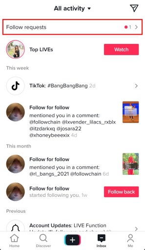 Как посмотреть запросы на подписку в TikTok