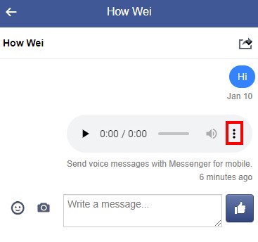 Скачать голосовое сообщение Facebook Messenger