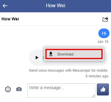 Как скачать аудио в Facebook Messenger