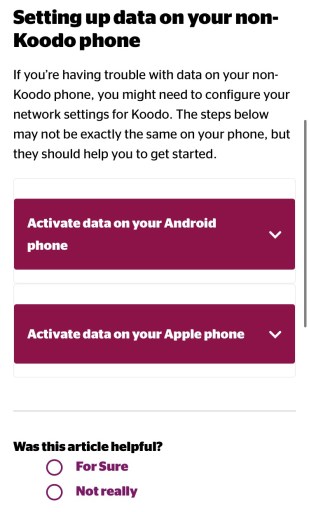 Как изменить настройки APN для Koodo