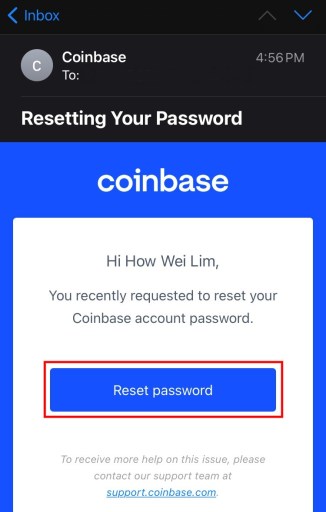 Сбросить пароль Coinbase