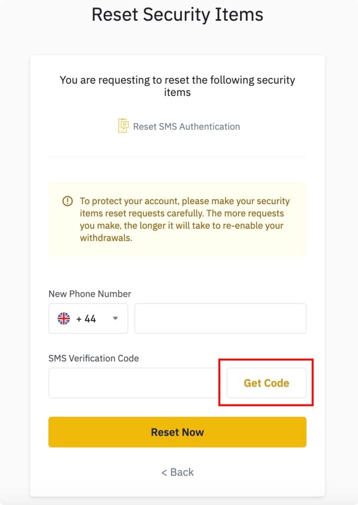 Как сбросить номер телефона на Binance