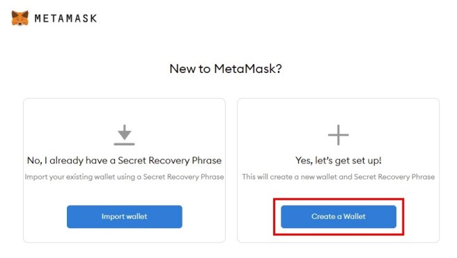 Создайте новый кошелек на MetaMask