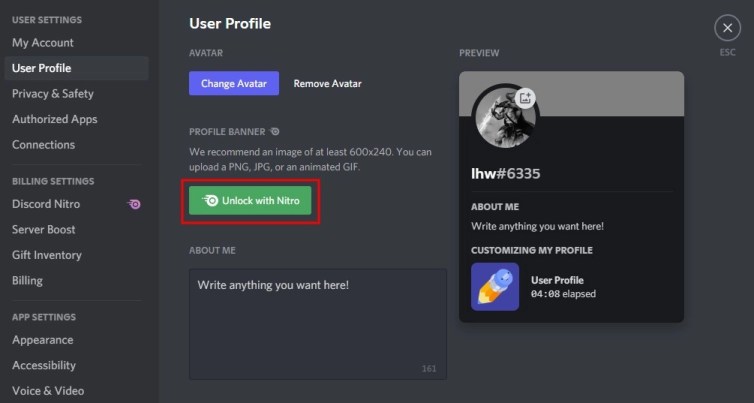 Бета-версия баннера профиля Discord