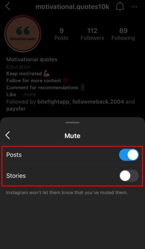 Отключение сообщений или историй в Instagram
