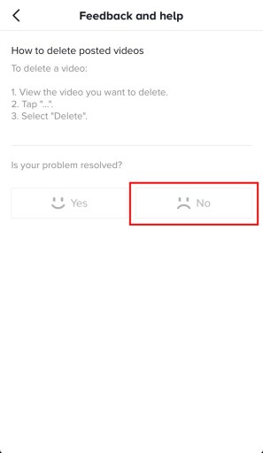 Отзывы и помощь TikTok "Нет" кнопка