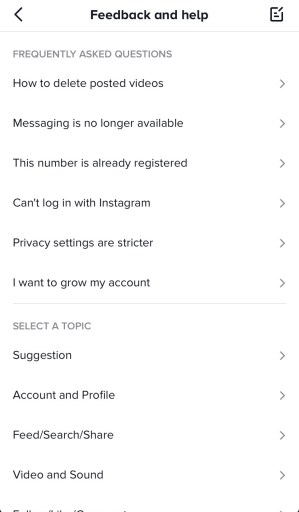 Обратная связь TikTok и помощь в часто задаваемых вопросах