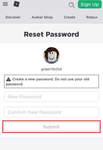 Как сбросить пароль Roblox