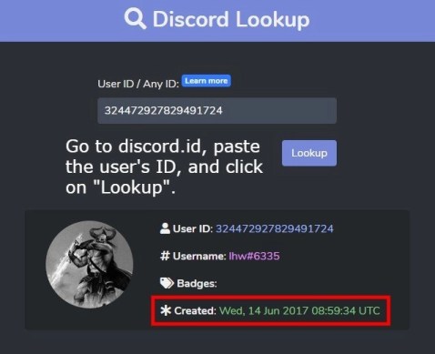 Как проверить, когда была создана учетная запись Discord