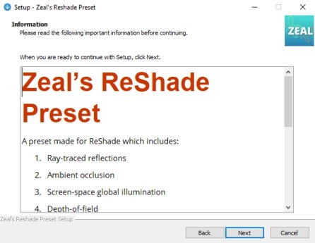 Предустановка ReShade от Zeal