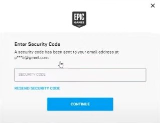Введите защитный код в Epic Games
