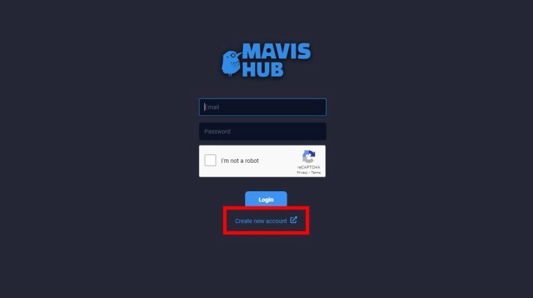 Создайте учетную запись Mavis Hub