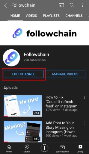 Отредактируйте свой канал на YouTube для мобильных устройств