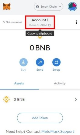 Адрес кошелька BNB на MetaMask