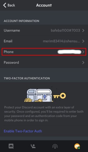 Дискорд номер телефона