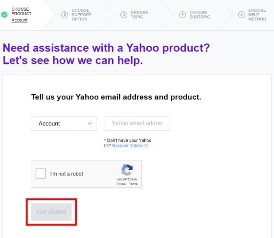 Страница контактов Yahoo