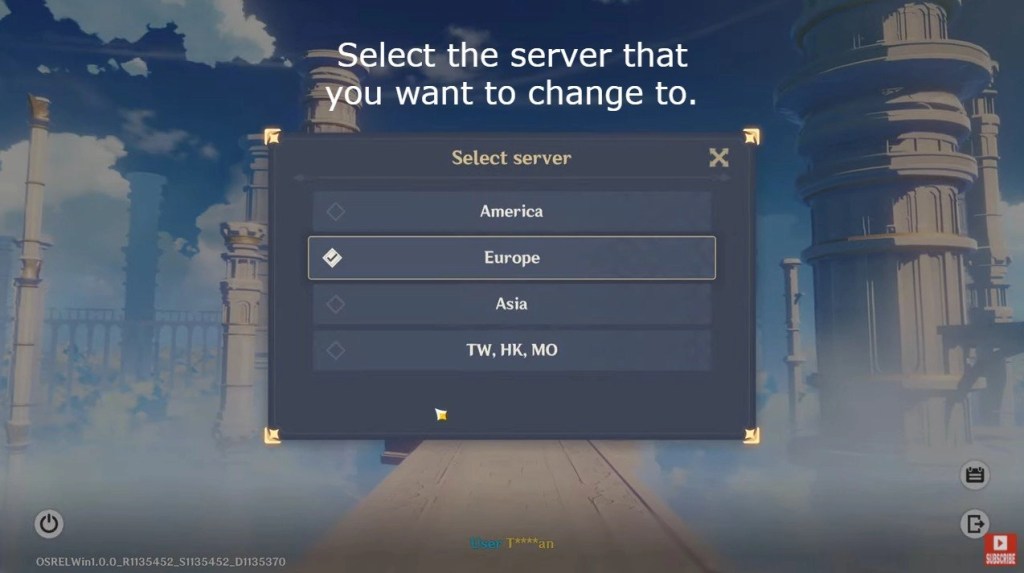 Как сменить сервер в Genshin Impact