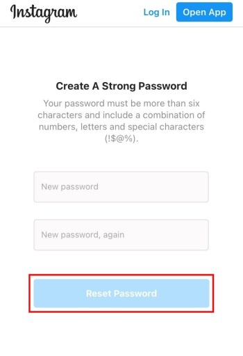 Сбросить пароль в Инстаграм