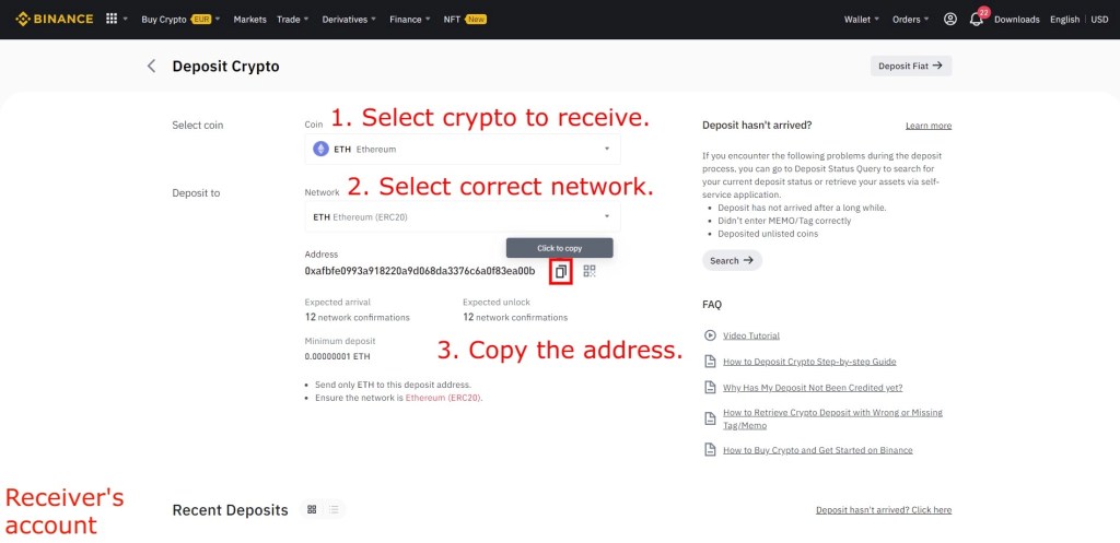 Криптовалютный адрес на Binance