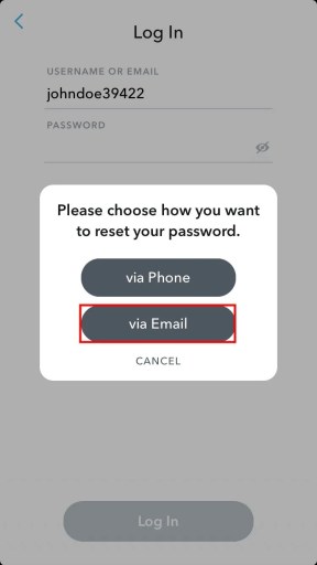 Сбросьте свой пароль Snapchat по электронной почте