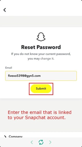 Сбросить пароль Snapchat