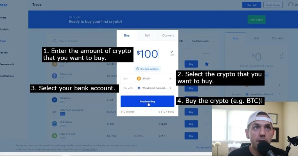 Как купить криптовалюту на Coinbase, используя свой банковский счет