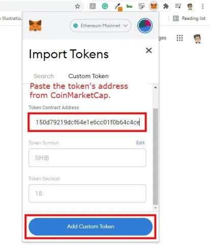 Как добавить пользовательский токен в MetaMask