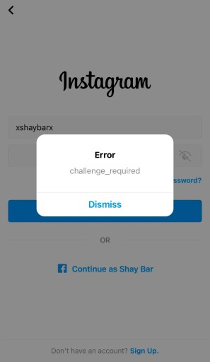 Вызов обязательной ошибки Instagram