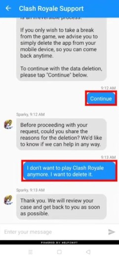 Запрос на удаление Clash Royale