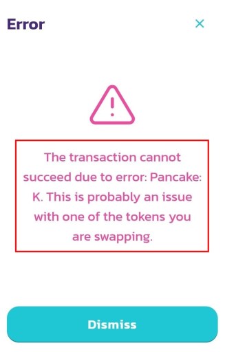 Блин K ошибка PancakeSwap 