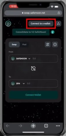 Своп SafeMoon подключается к кошельку