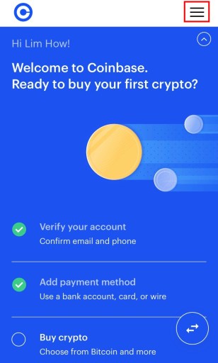 Coinbase меню