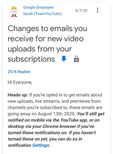 Уведомления по электронной почте YouTube не работают