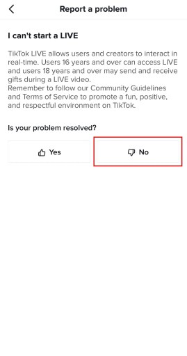 Сообщить о проблеме с TikTok в прямом эфире