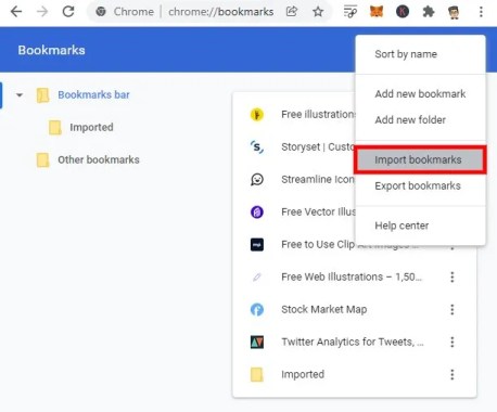 Импорт закладок в Chrome