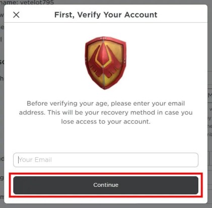 Подтвердите свою учетную запись в Roblox