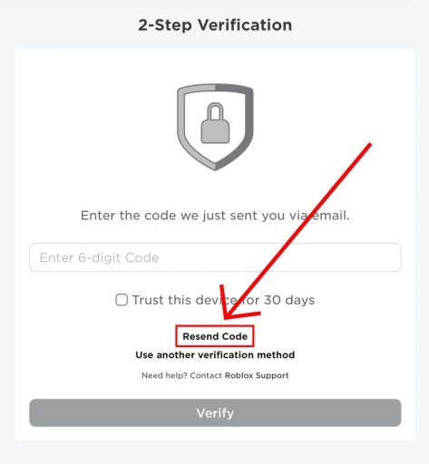 Roblox повторно отправить код