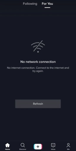 Нет подключения к сети TikTok