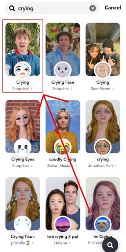 Плачущий фильтр Snapchat