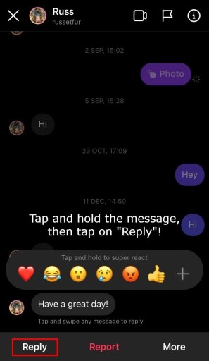 Как ответить на сообщение в Instagram