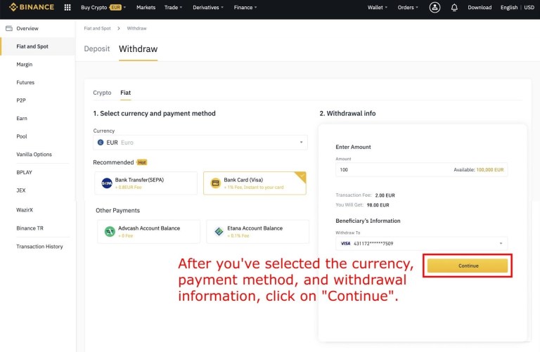 Бинанс вывести деньги