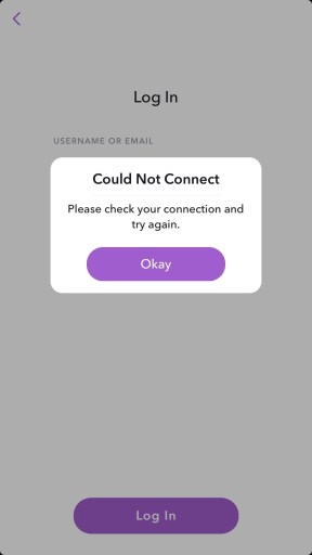 Снапчат не может подключиться