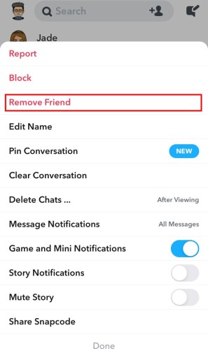 Снэпчат как удалить друга