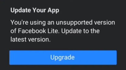 Вы используете неподдерживаемую версию Facebook Lite