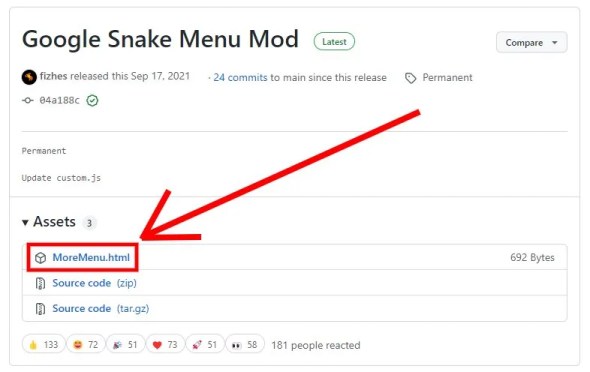 Мод Google Snake Menu