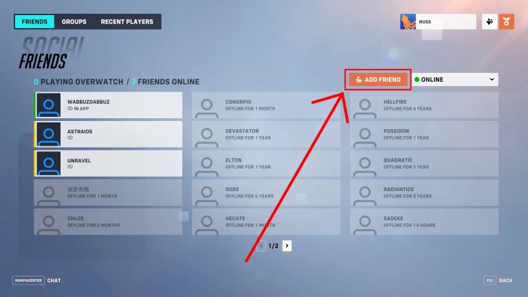 Добавить друга в Overwatch 2