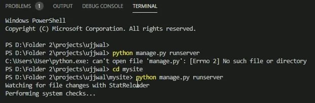 python: не удается открыть файл «manage.py»: [Errno 2] Данный файл или каталог отсутствует